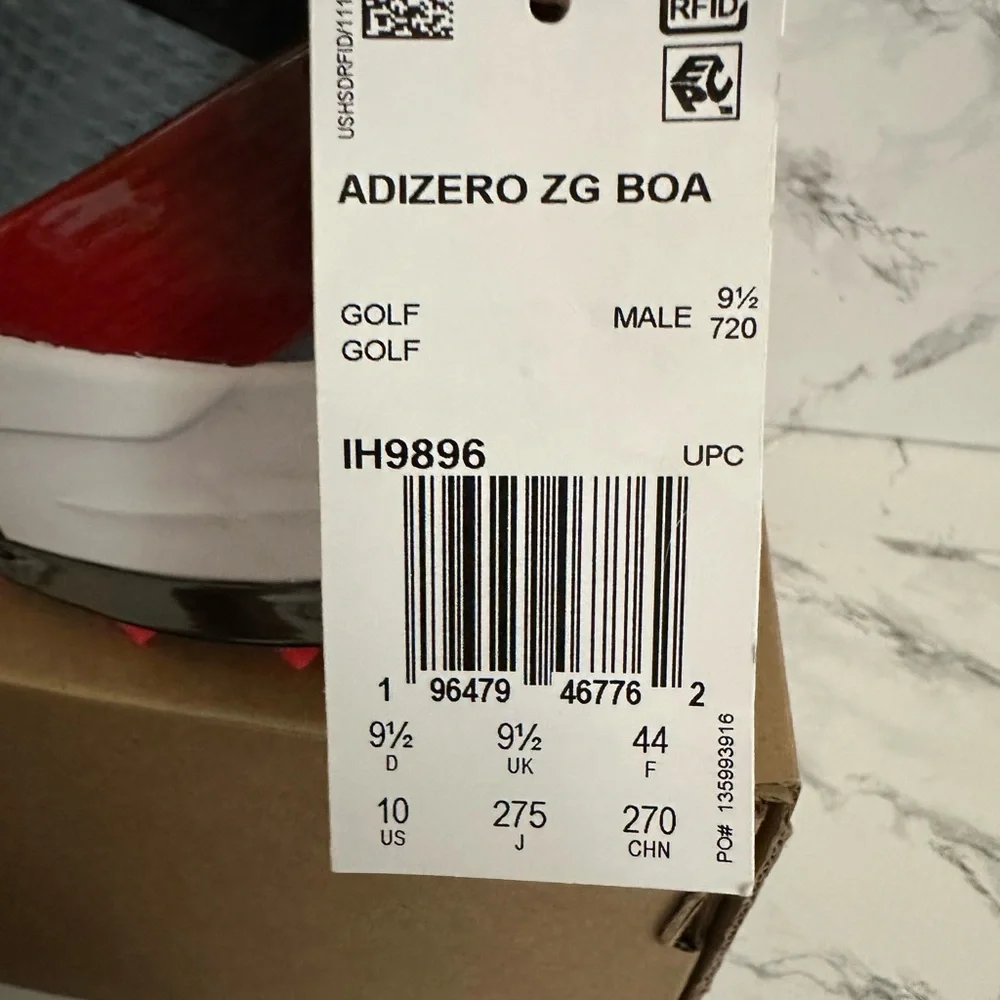 Adidas Adizero ZG BOA Spikeless Golf Shoes Athletic White Lucid Red Men Size 10